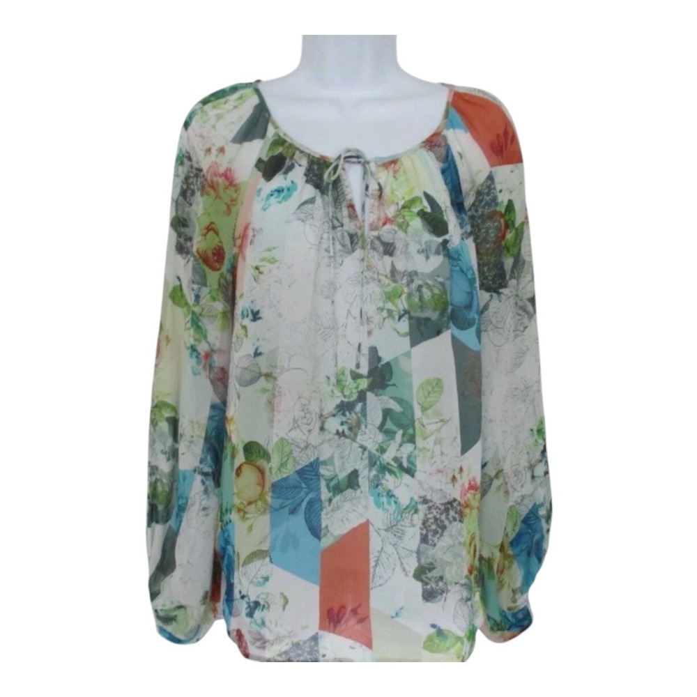 Anthropologie Leifsdottir Catappa Peasant Silk Top 6 PETITE Floral Boho Blouse